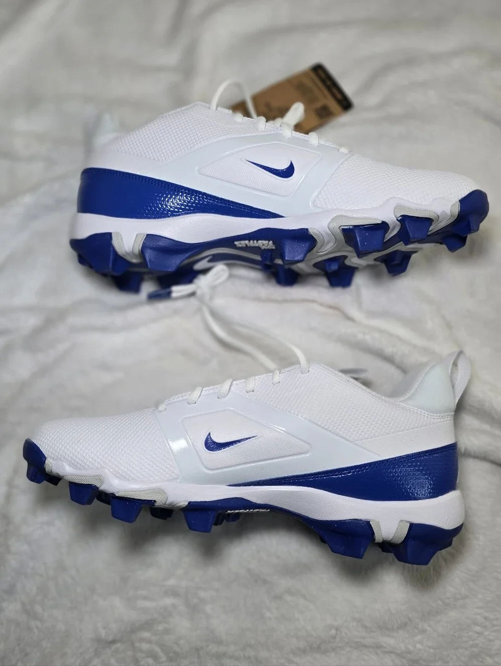 Nike Alpha Menace 4 Shark Football Cleats White Blue FN0028-103 Mens Size 10